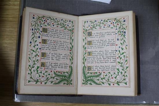 Bible in English - The Sermon on the Mount, illuminated by Owen Jones, 8vo, original blind stamped morocco,